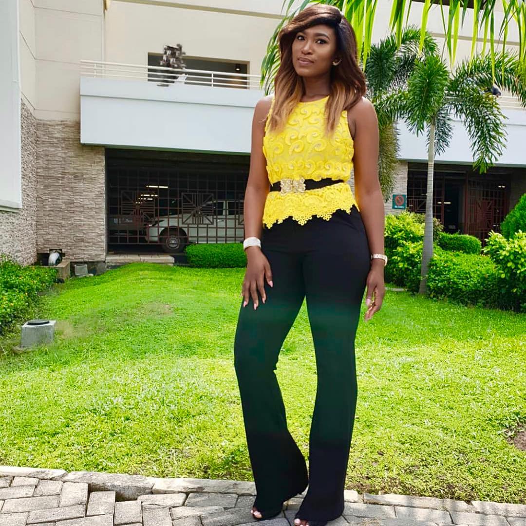 Ufuoma McDermott stuns in black trousers and a yellow top